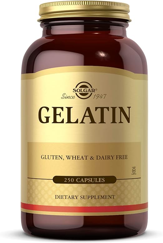 Solgar Gelatin 1680 mg, 250 Capsules - Natural Gelatin - Supports Bone, Joint & Skin Health - Gluten Free, Dairy Free - 83 Servings