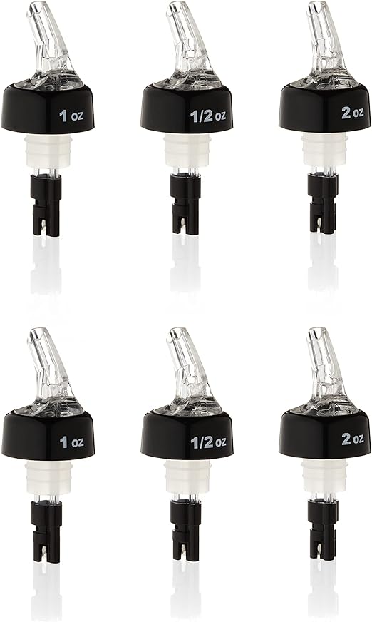 True Liquor Set .5 oz, 2 oz Pourers, Bar & Cocktail Accessories, 0.5oz / 1oz / 2oz - Set of 6, Measured Pour Spout - 1 Oz