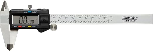 Johnson Level & Tool 1889-0600 Digital Caliper, 6", Black, 1 Caliper,Silver