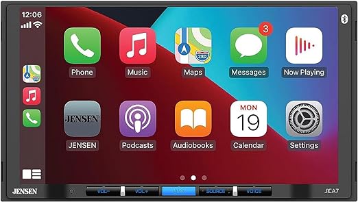 JENSEN J1CA7 7-inch Certified Apple CarPlay Android Auto | Double DIN Touchscreen Car Stereo Radio | Bluetooth Hands Free Calling & Music Streaming | Backup Camera Input | USB Playback & Charging