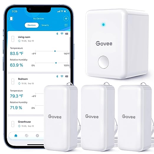 Govee WiFi Hygrometer Thermometer Sensor 3 Pack, Indoor Wireless Smart Temperature Humidity Monitor with Remote App Notification Alert, 2 Years Data Storage Export, for Home, Greenhouse