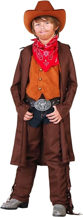 Western Cowboy Costume for Kids Boys Cowboy Hat Vest Chaps Belt Buckle Bandana