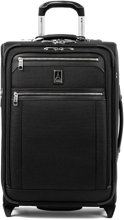 Travelpro Platinum Elite Softside Expandable Carry on Luggage, 2 Wheel Upright Suitcase, USB Port, Men and Women, Shadow Black, Carry On 22-Inch