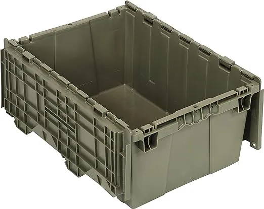 Quantum QDC2115-9 Plastic Storage Container with Attached Flip-Top Lid, 21" x 15" x 9", Gray