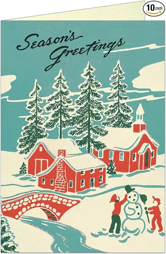 Cavallini Winter Wonderland Glitter Boxed Notes, Set of 10 (GGHOLBOX25)