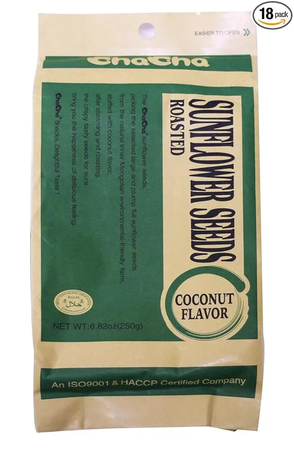 Chacha Sunflower Roasted and Salted Seeds (Coconut Flavor) 250g X 18 Bags
