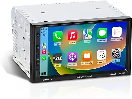 BOSS Audio Systems BVCP9700A Car Stereo - Apple CarPlay, Android Auto, Double Din, 7 Inch Touchscreen, Bluetooth, No CD DVD Player, AM/FM Radio Receiver