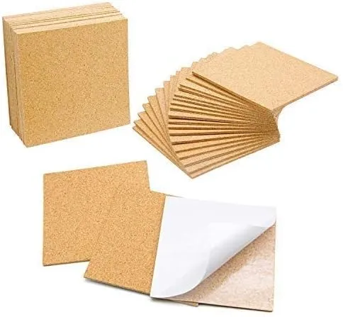 Blisstime 36 PCS Self-Adhesive Cork Sheets 4"x 4" for DIY Coasters, Cork Board Squares, Cork Tiles, Cork Mat, Mini Wall Cork Board with Strong Adhesive-Backed