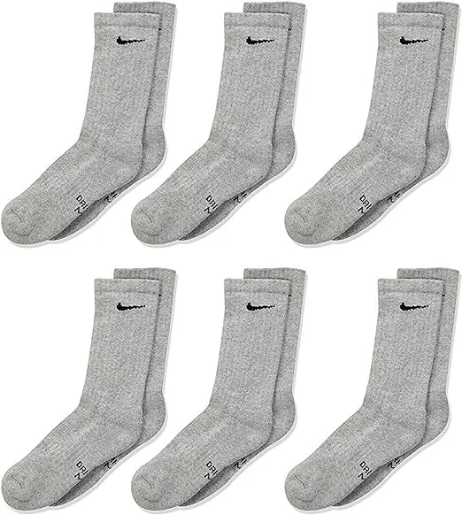 Nike Boy`s Performance Cushioned Dri FIT Crew Socks 3 Pack