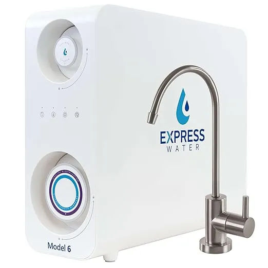 Express Water 600 GPD Tankless Reverse Osmosis System - 2:1 Pure to Drain Reverse Osmosis Water Filter System, Easy Install, Quick Twist Filters RO Water System - RO System Under Sink, Brushed Nickel