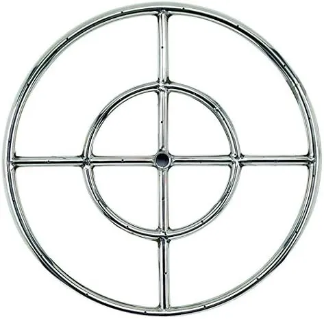 18” Round Stainless-Steel Fire Pit Burner Ring - Durable & Weatherproof, Natural & Propane Gas - Backyard Outdoor Whistle-Free Fire Ring