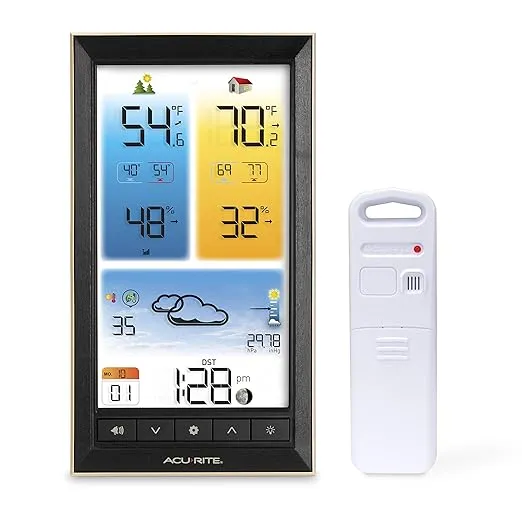 AcuRite Home Weather Station with Vertical Full-Color Display, Wireless Outdoor Thermometer for Indoor/Outdoor Temperature and Humidity (01201M)
