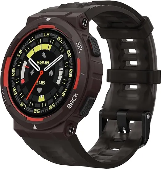 Amazfit Active Edge Smart Watch 46 mm, Rugged Sport & Fitness Watch, GPS, AI Health Coach for Outdoor, Workouts & Exercise, 16 Days Battery, 130+ Sports Modes, Android iPhone Compatible, Lava Black
