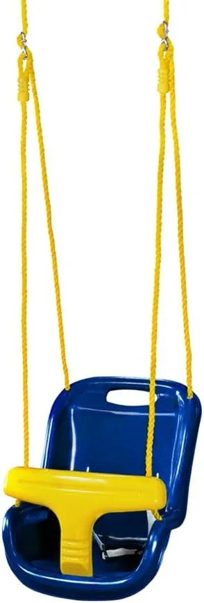 Gorilla Playsets 04-0032-B High Back Plastic Infant Swing with Yellow T bar & Rope, Blue with Yellow