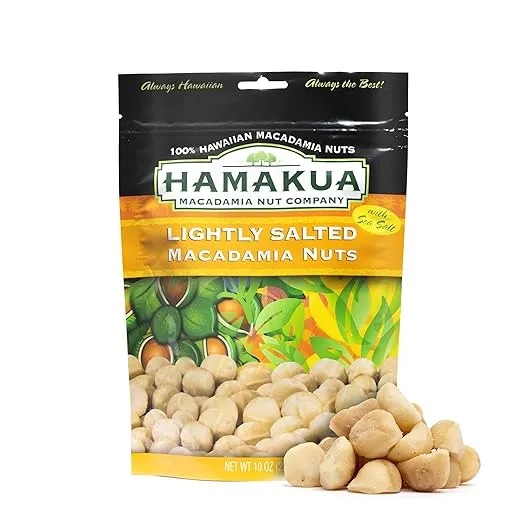 Hamakua Macadamia Nuts - Lightly Salted - Hawaiian Grown Dry Roasted Half and Whole Macadamias with Salt - Natural Eco-Friendly Large Macadamia Nuts