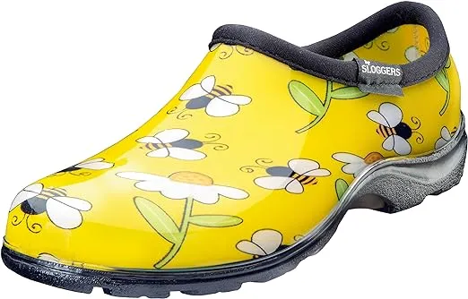 Sloggers Original Waterproof Rain and Garden Shoe for Women– Outdoor Slip-On Garden Clog - Made in The USA with Premium Comfort Insole and Arch Support - Bee Yellow, Size 7