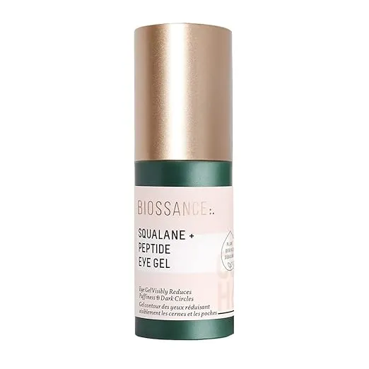 Biossance Squalane + Peptide Eye Gel - Ultra-Hydrating Under Eye Cream - Reduces Puffiness & Dark Circles - Eye Wrinkles Repair Moisturizer- Anti Aging & Hydrating, Day & Night Cream - 0.5oz