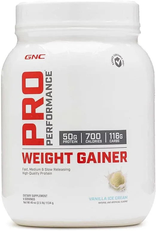 GNC Pro Performance Weight Gainer Protein Powder | Increase Muscle Mass | Banned Substance Tested | Vanilla Ice Cream | 6 Servings