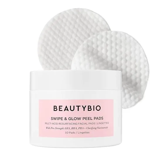 BeautyBio Swipe & Glow Multi-Acid Resurfacing Facial Peel Pads. 50 Resurfacing Facial Wipes