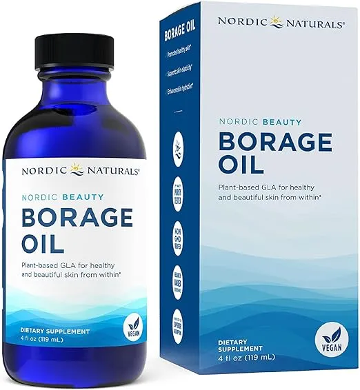 Nordic Naturals Nordic Beauty Borage Oil, Unflavored - 4 Ounces - Borage Seed Oil, Unique Omega-6 for Healthy and Hydrated Skin, 480 Milligrams of GLA - Non-GMO - Vegan, 48 Servings