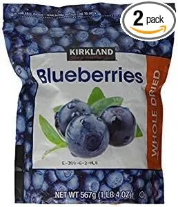Kirkland Signature Whole Dried Blueberries 20 Oz Bag, 2-p