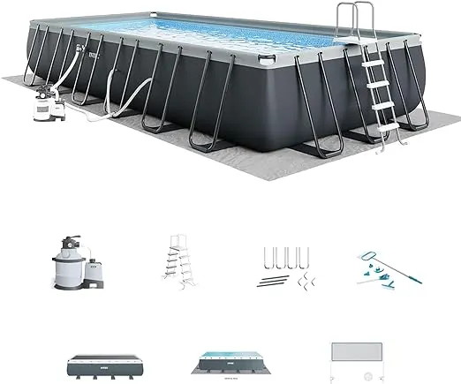 INTEX 26367EH Ultra XTR Deluxe Rectangular Above Ground Swimming Pool Set: 24ft x 12ft x 52in – Includes 2800 GPH Sand Filter Pump & Saltwater System