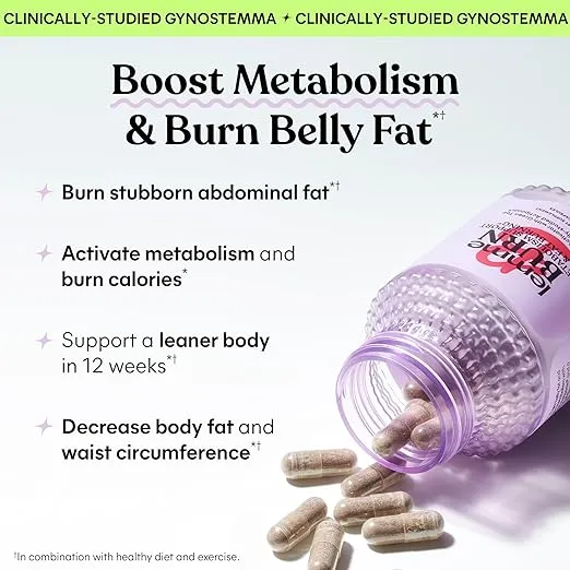 Lemme Burn - Metabolism, Belly Fat Burning + AMPK Activating Supplement for Men & Women w/Clinically Studied Actiponin Gynostemma, Green Tea Extract, Vitamins B6 & B12 - Vegan, Gluten Free, 60 Count