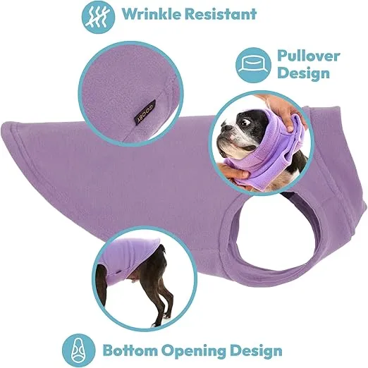 Gooby Stretch Fleece Vest Dog Sweater - Warm Pullover Fleece Dog Jacket - Winter Dog Clothes for Small Dogs, Large Dogs, Boy or Girl - Soft, Super Stretchy Fleece Vest Dog Sweater - Violet, X-Small