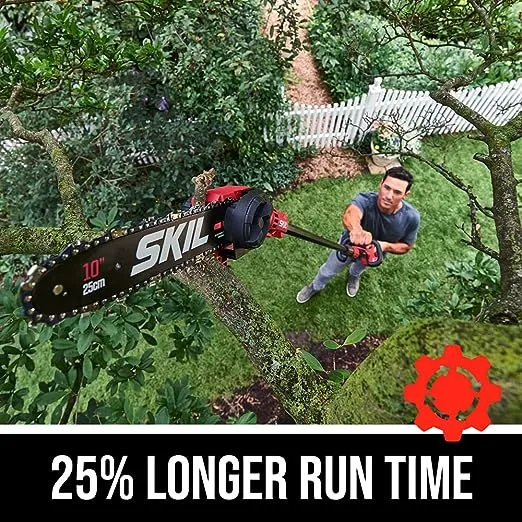 SKIL PWR CORE 40 Brushless 40V 10'' Pole Saw Kit with Over 9ft. Telescoping Shaft & Angled Head, Includes 2.5Ah Battery and Auto PWR Jump Charger - PS4561C-10