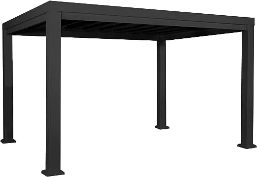 Backyard Discovery Trenton 16x12 All Season Galvanized Steel Pergola, Black, Sail Shade Soft Canopy, Rust Resistant, Support Wind and Snow, Patio, Deck, Backyard, Garden