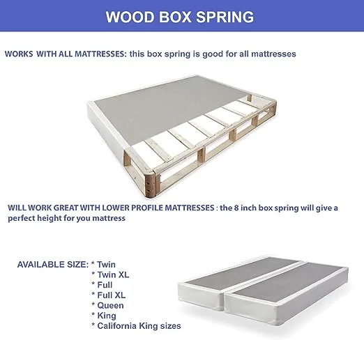 Comfort Bedding 100-5/0-3-S Wood Split Traditional Box Spring/Foundation for Mattress Set, Queen, Beige