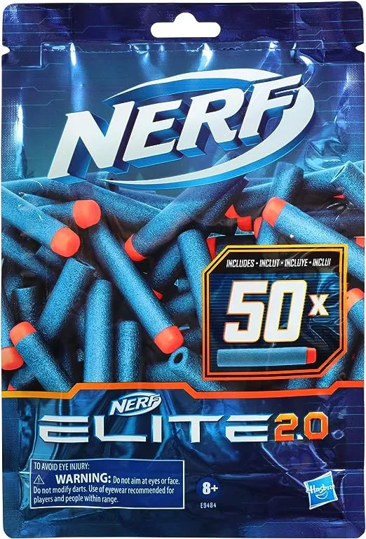 Nerf Elite 2.0 50-Dart Refill Pack, 50 Foam Darts Compatible with All Official Blasters That Use Elite Darts, Kids Stocking Stuffers