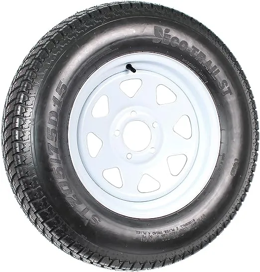 eCustomrim 2-Pack Trailer Tire On Rim ST205/75D15 F78 205/75 Load Range C 5 Lug White Spoke Wheel - 2 Year Warranty w/Free Roadside