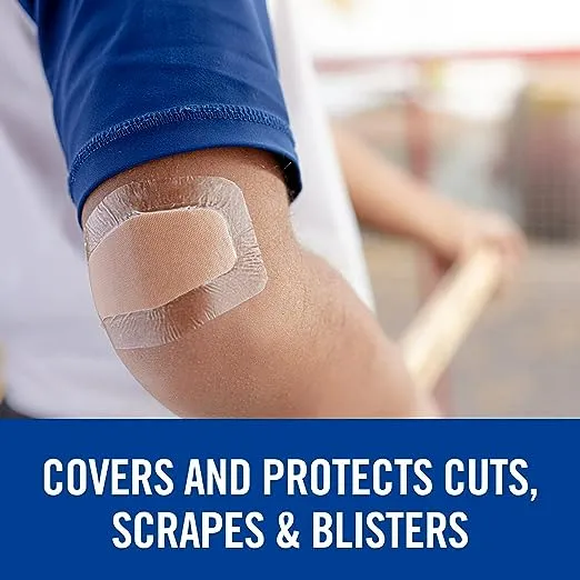 Nexcare Waterproof Bandages, Stays on in the Pool, Holds for 12 Hours, Clear Bandages for Fingers and Elbows - 50 Pack Waterproof Bandages