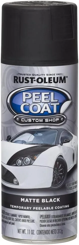 Rust-Oleum 276779 Automotive Peel Spray Coating, 11 Ounce (Pack of 1), Matte Black, 128 Fl Oz
