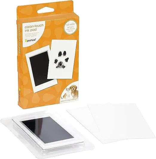 Pearhead Paw Print Clean Touch Ink Pad Kit for Dogs and Cats, Pet Owner Keepsake, DIY Inkless Paw and Nose Print Impression Set, Small/Medium