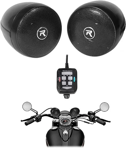 Rockville rocknride (2) RockNRide 3" Powered Bluetooth Metal Motorcycle Handlebar Speakers, Black