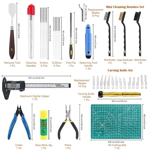42 Piece 3D Print Tool Kit Includes Debur Tool, Cleaning and Removal Tool with Storage Bag, 3D Printer Tool Set for Cleaning, Finishing and Printing 3D Prints