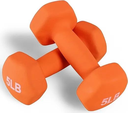 Neoprene Dumbbell Hand Weights, Anti-Slip, Anti-roll, Hex Shape Colorful, Pair or Set with Stand