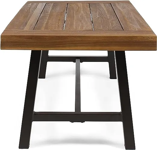Christopher Knight Home Carlisle Outdoor Acacia Wood Coffee Table, Sandblast/Rustic Metal