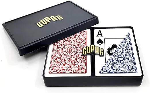 Copag 1546 Design 100% Plastic Playing Cards, Bridge Size (Narrow) Red/Blue (Jumbo Index, 1 Set)