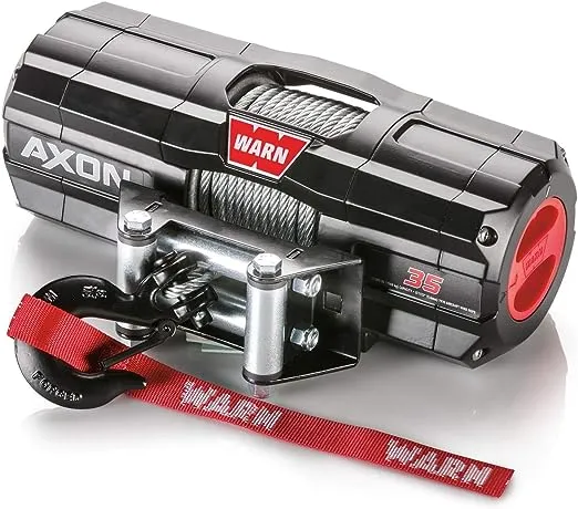 WARN 101135 AXON 35 Powersports Winch with Steel Cable Rope: 7/32" Diameter x 50' Length, 1.75 Ton (3,500 lb) Pulling Capacity