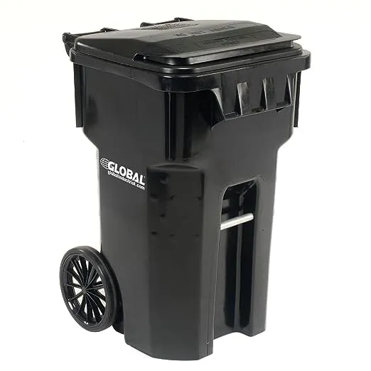 S&S Worldwide Otto Mobile Heavy Duty Trash Container, 65 Gallon, Black