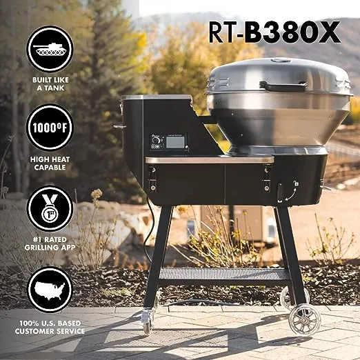 recteq Pellet Grill, RT-B380X Bullseye Deluxe, WiFi Enabled Smart Grill, Electric Pellet Smoker Grill, Wood Pellet Grill, BBQ Grill, Outdoor Grill, Wood Pellets, Pellet Grill + Grilling Basics Bundle