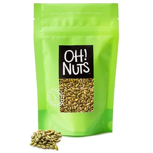 Pumpkin Seeds | Dry Roasted Salted | 2 lb | Shelled and Sprouted Pepitas | Packed in New York Zip-Seal Bag for Exceptional Freshness by Oh Nuts
