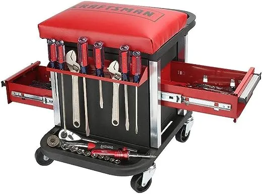 Garage Glider Rolling Tool Chest Seat(Tools Not Included)