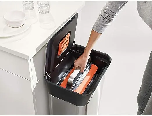 Joseph Joseph 30030 Intelligent Waste Titan Trash Can Compactor, 30L, Stainless Steel