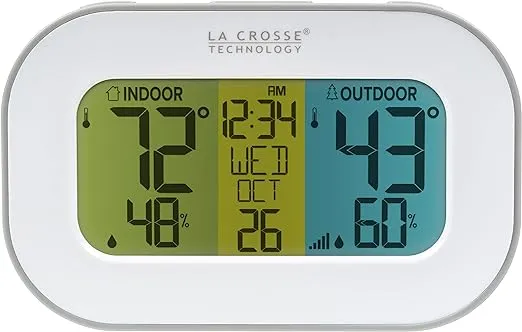 La Crosse Technology 308-148 Wireless Temperature Station with Tri-Color LCD, White