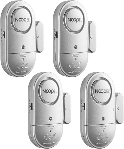 Door Window Alarm Sensors 4 Pack New Version with Two Volume Levels NOOPEL Burglar Intruder Entry Sensor Alert for Home Security with Batteries Included