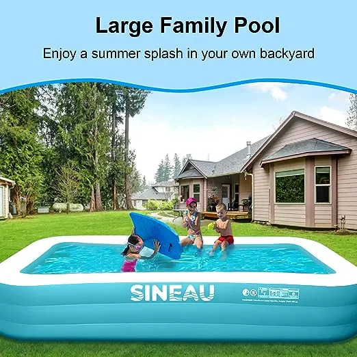 Inflatable Pool for Kids and Adults, Elinoover 120" X 72" X 22" Oversized Thickened Family Swimming Pool for Toddlers, Outdoor, Garden, Backyard, Summer Water Party